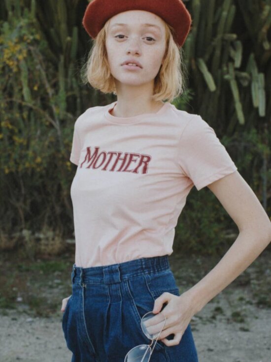 The Bee & The Fox Tops - The Bee & The Fox Mother Tee | Peach & Burgundy | Size L